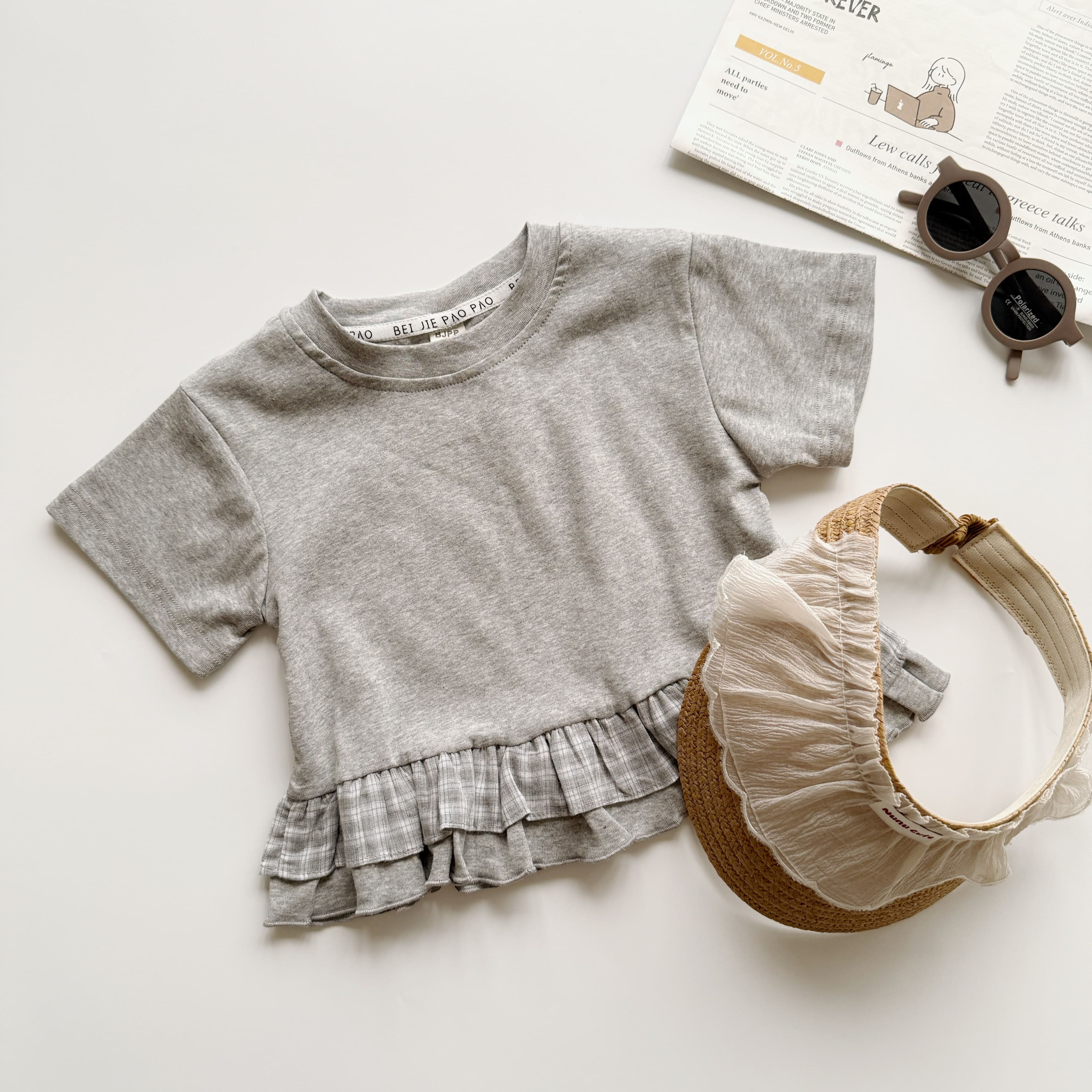 花邊小格子上衣