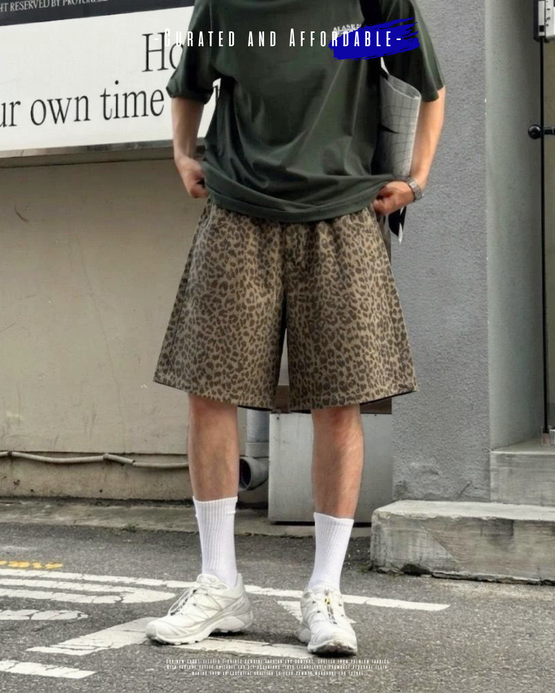 韓國街頭 厚磅豹紋七分褲