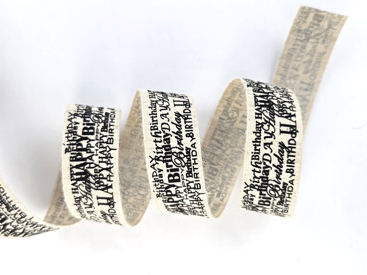 文字拼貼 Happy Birthday/自然棉麻/22mm
