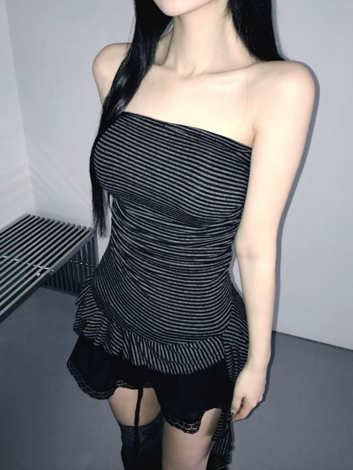 超完美身型條紋平口背心