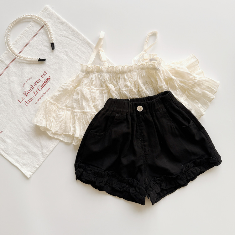 黑色花邊短褲