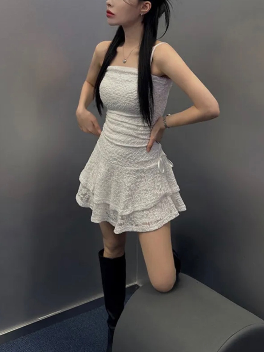 法式抓皺平口連身裙