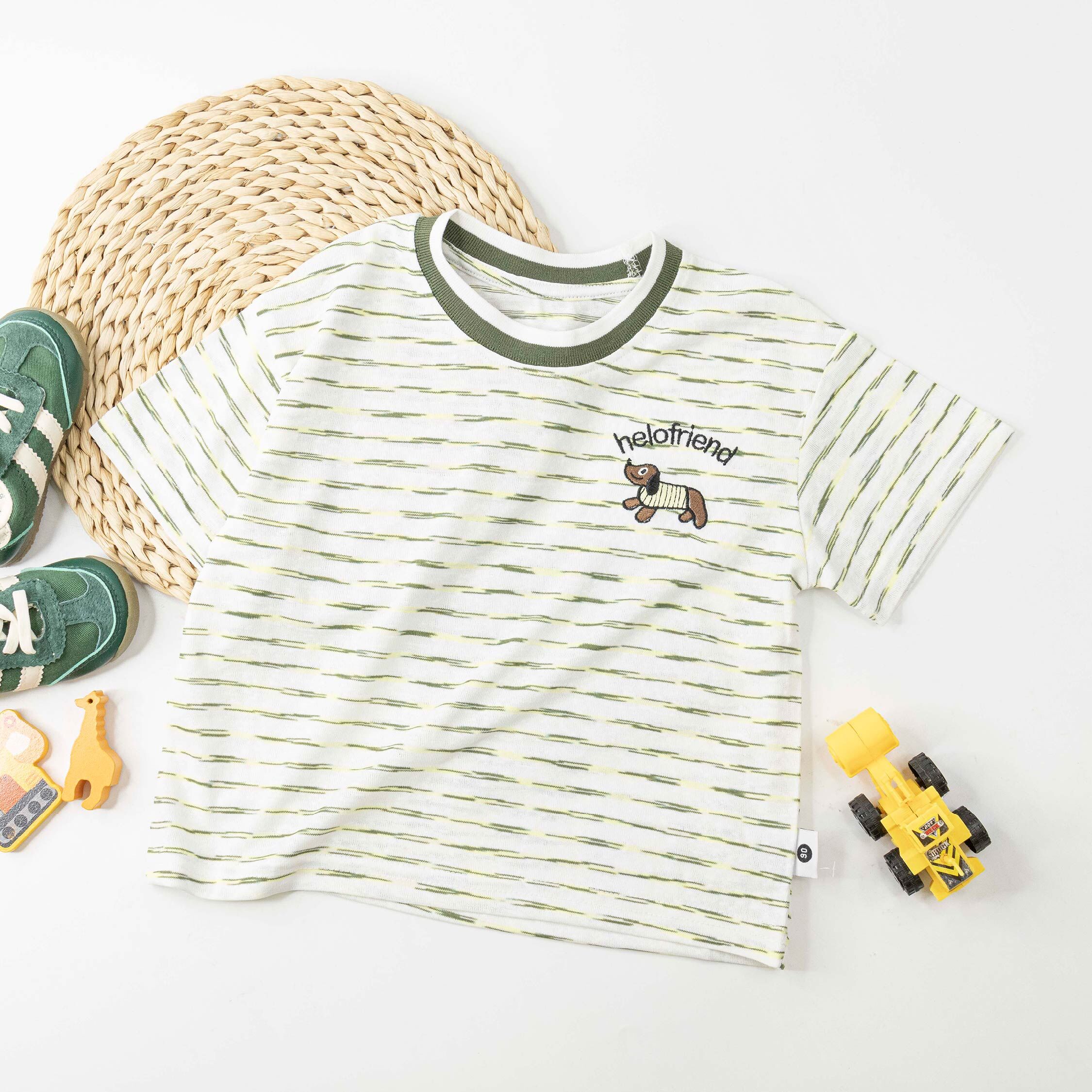 可愛臘腸狗刺繡條紋上衣＊二色 (H60026)