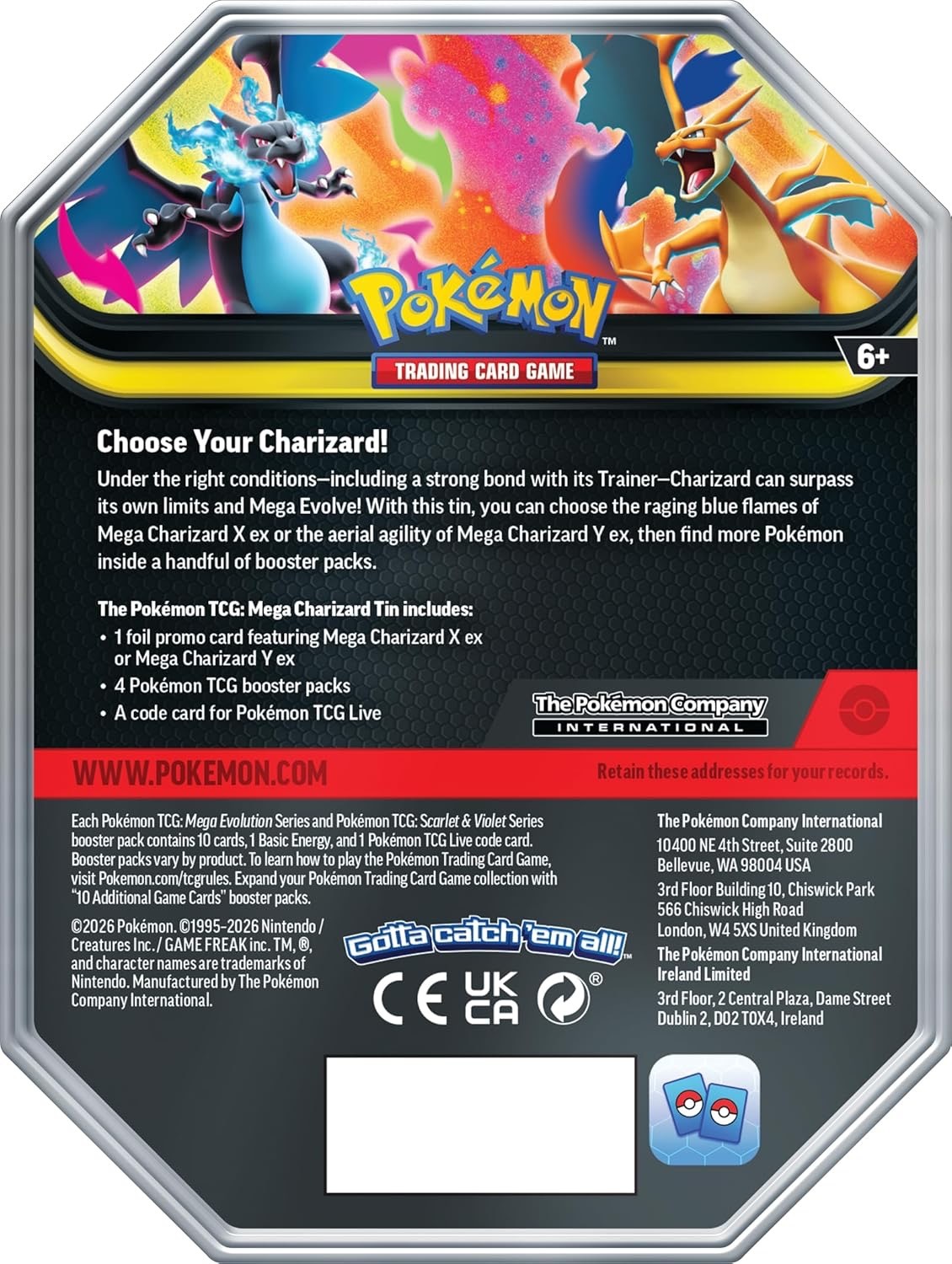 Pokemon 精靈寶可夢 TCG: Mega Charizard Tin 鐵盒 Mega Charizard X ex