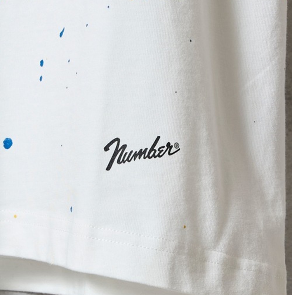 NUMBER NINE HAND PAINTED BASIC HEM PRINTED T-SHIRT - WHITE PRE ORDER ITEM (預訂中)