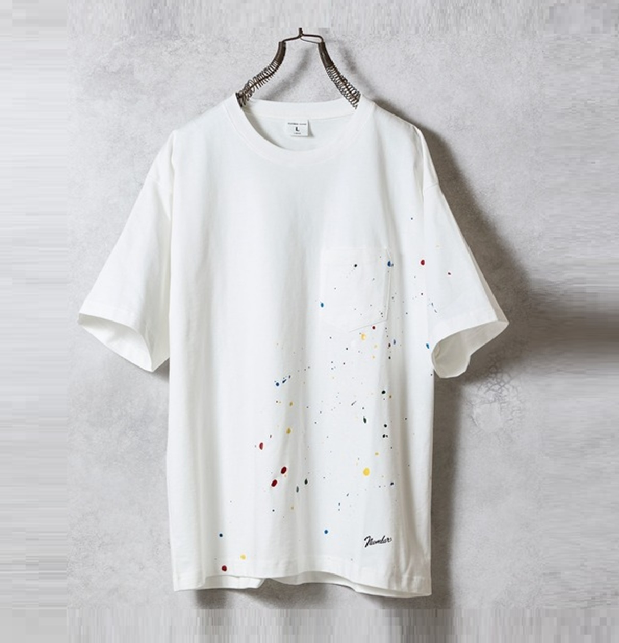 NUMBER NINE HAND PAINTED BASIC HEM PRINTED T-SHIRT - WHITE PRE ORDER ITEM (預訂中)