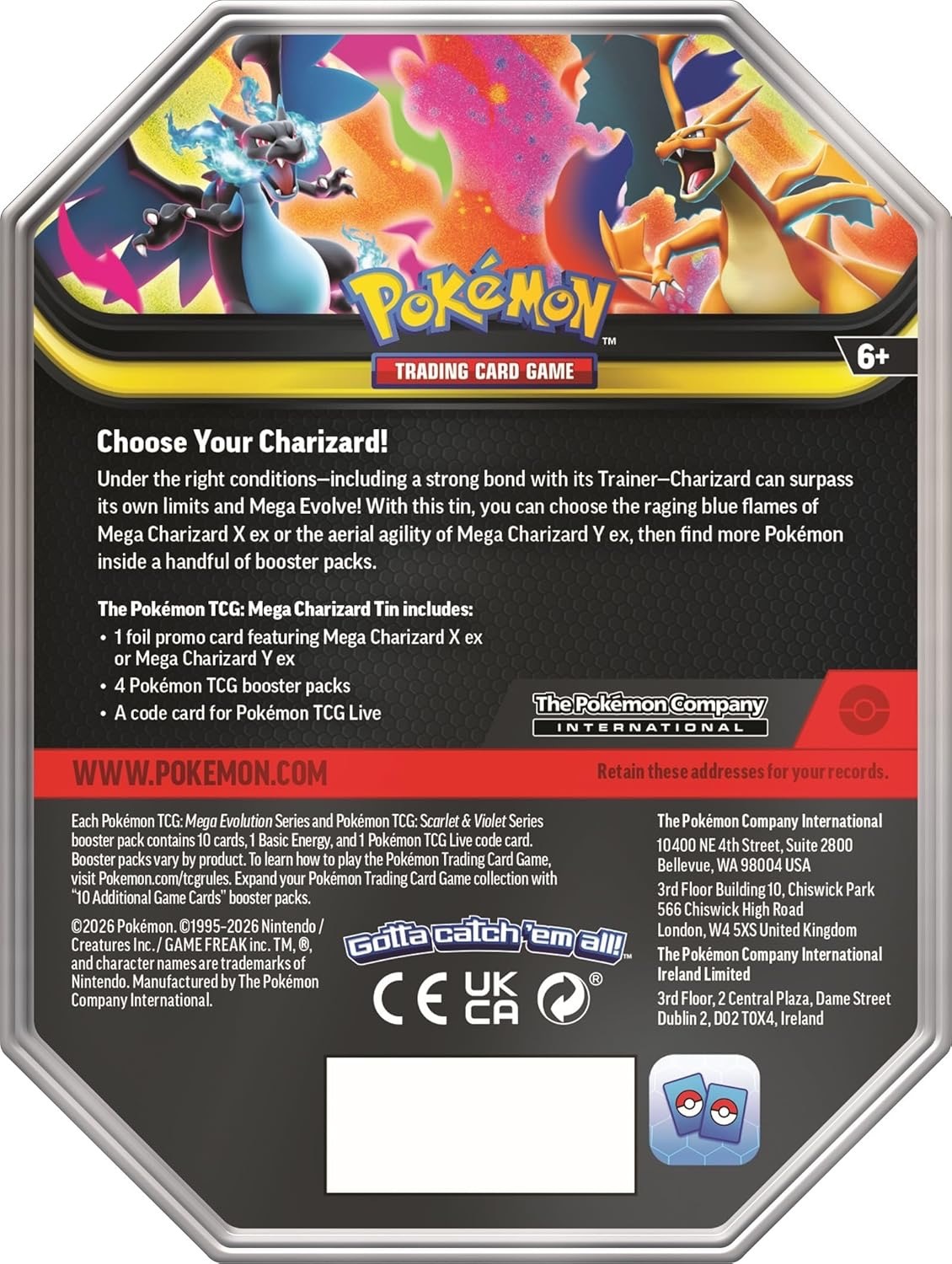 Pokemon 精靈寶可夢 TCG: Mega Charizard Tin 鐵盒 Mega Charizard Y ex