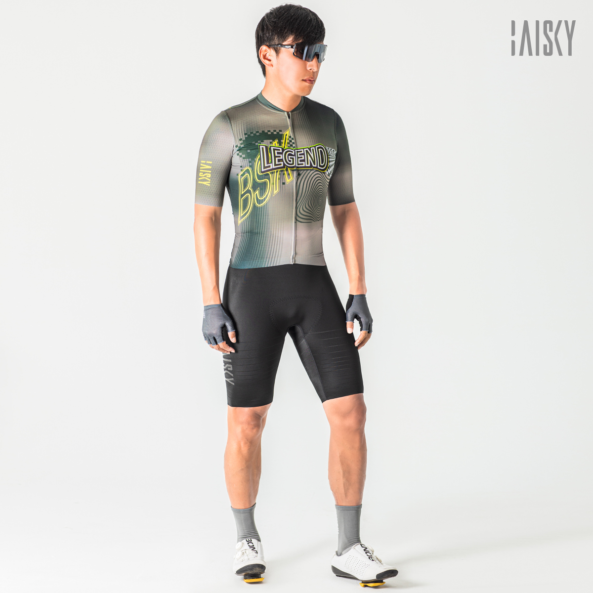 男款空力短車衣 傳奇 灰綠