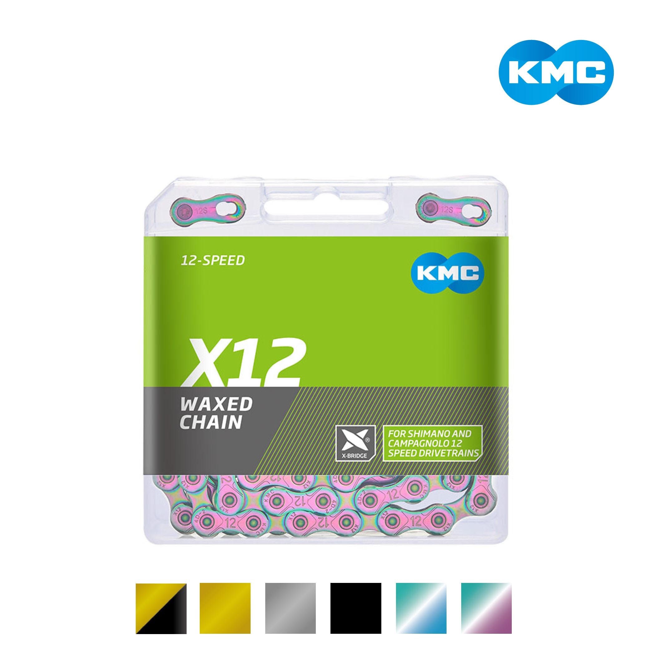 【KMC】 X12 12速 蠟鏈條 變色龍極光藍