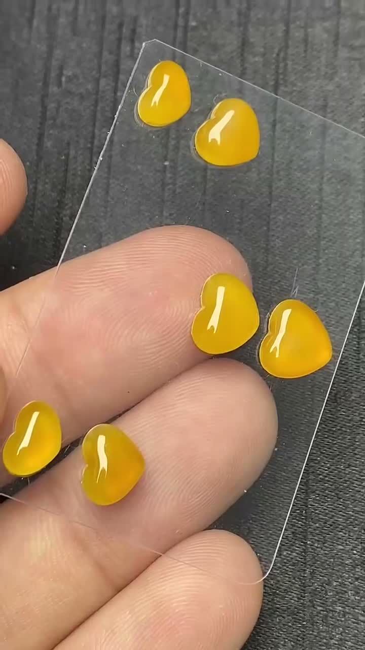 翡翠冰黃心形6件,天然翡翠A玉, 緬甸玉, Jade, Jadeite