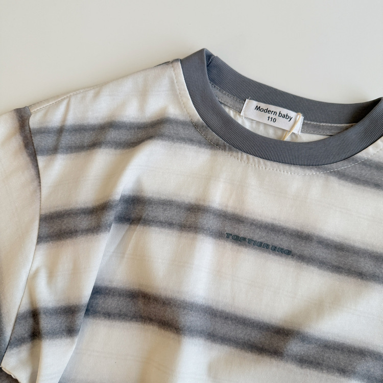 撞色水洗條紋上衣