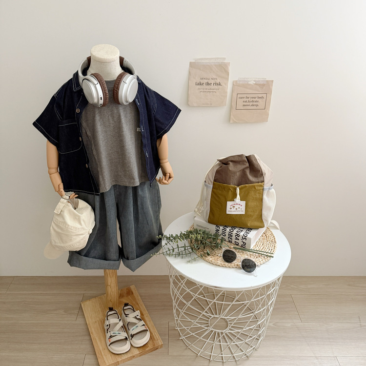 百搭素面牛仔寬褲