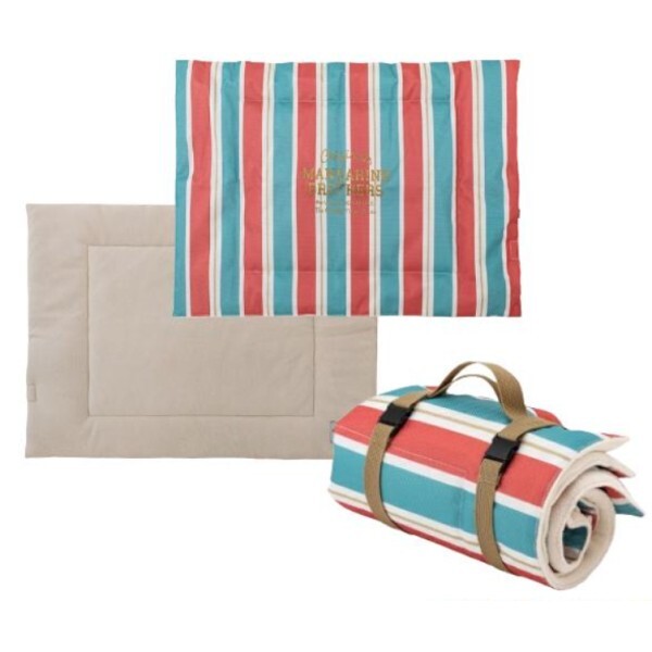 日本Mandarine Brothers Rollup Mat 寵物隨行捲墊 - 黑色/ 條紋