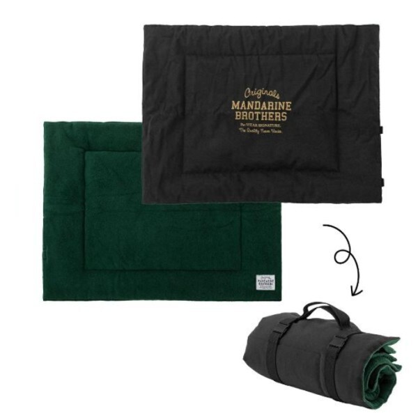 日本Mandarine Brothers Rollup Mat 寵物隨行捲墊 - 黑色/ 條紋