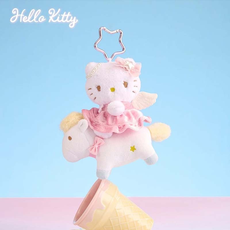 HELLO KITTY 三麗鷗家族小飛馬系列 毛絨掛件 小馬 粉紅色 SN24067 [台灣現貨]