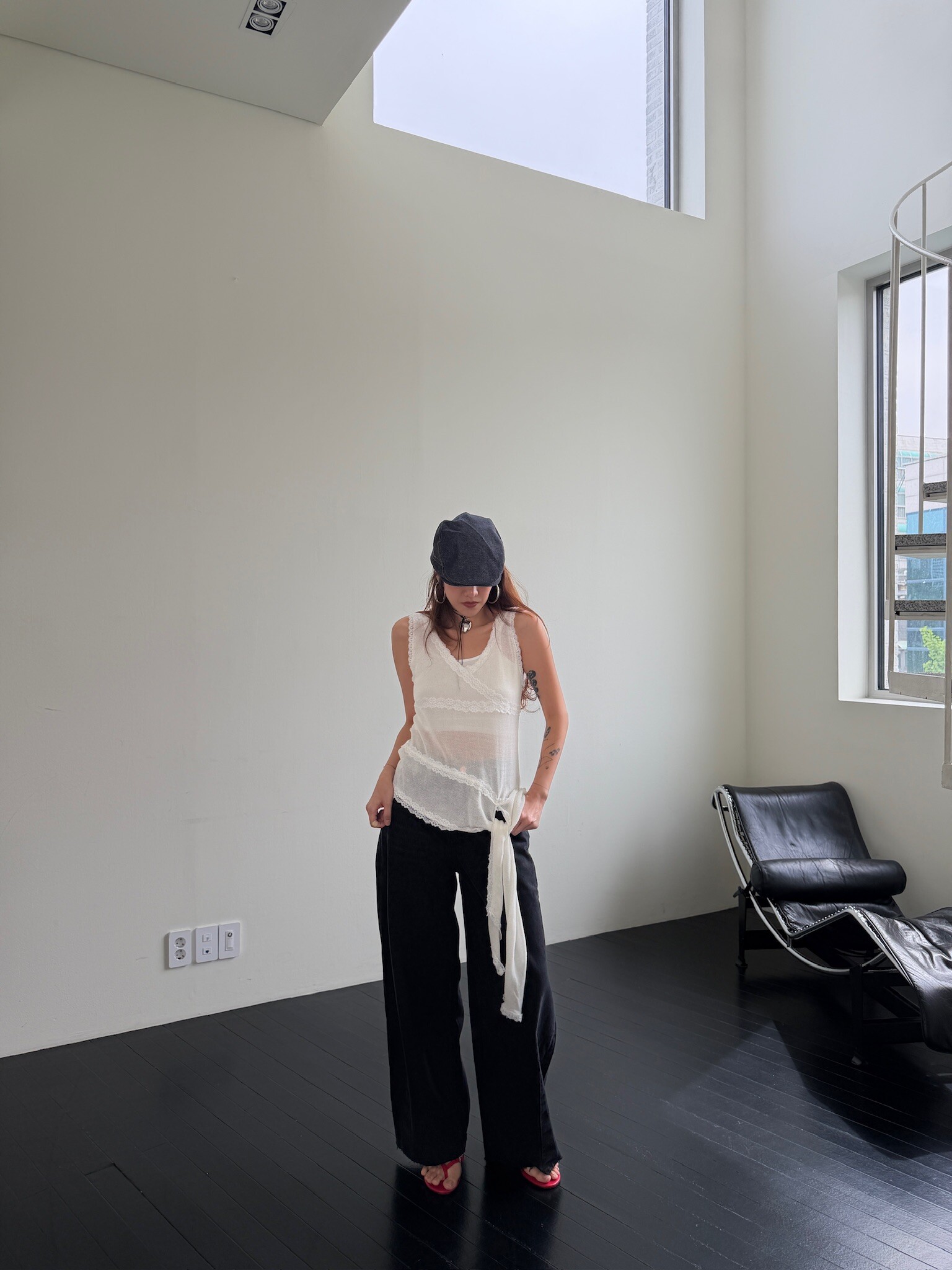 Asymmetric sheer vest