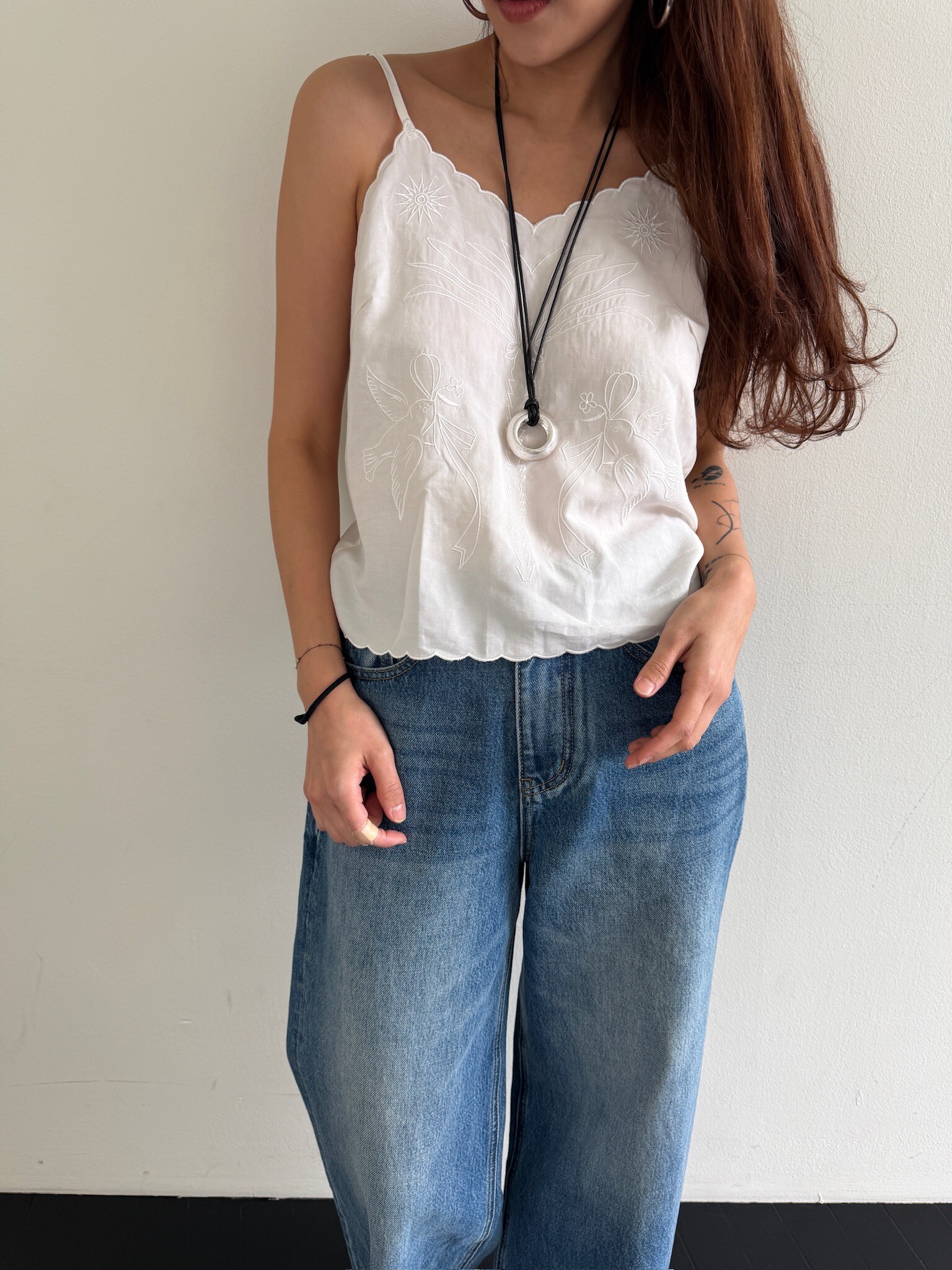 Embroidery crop vest