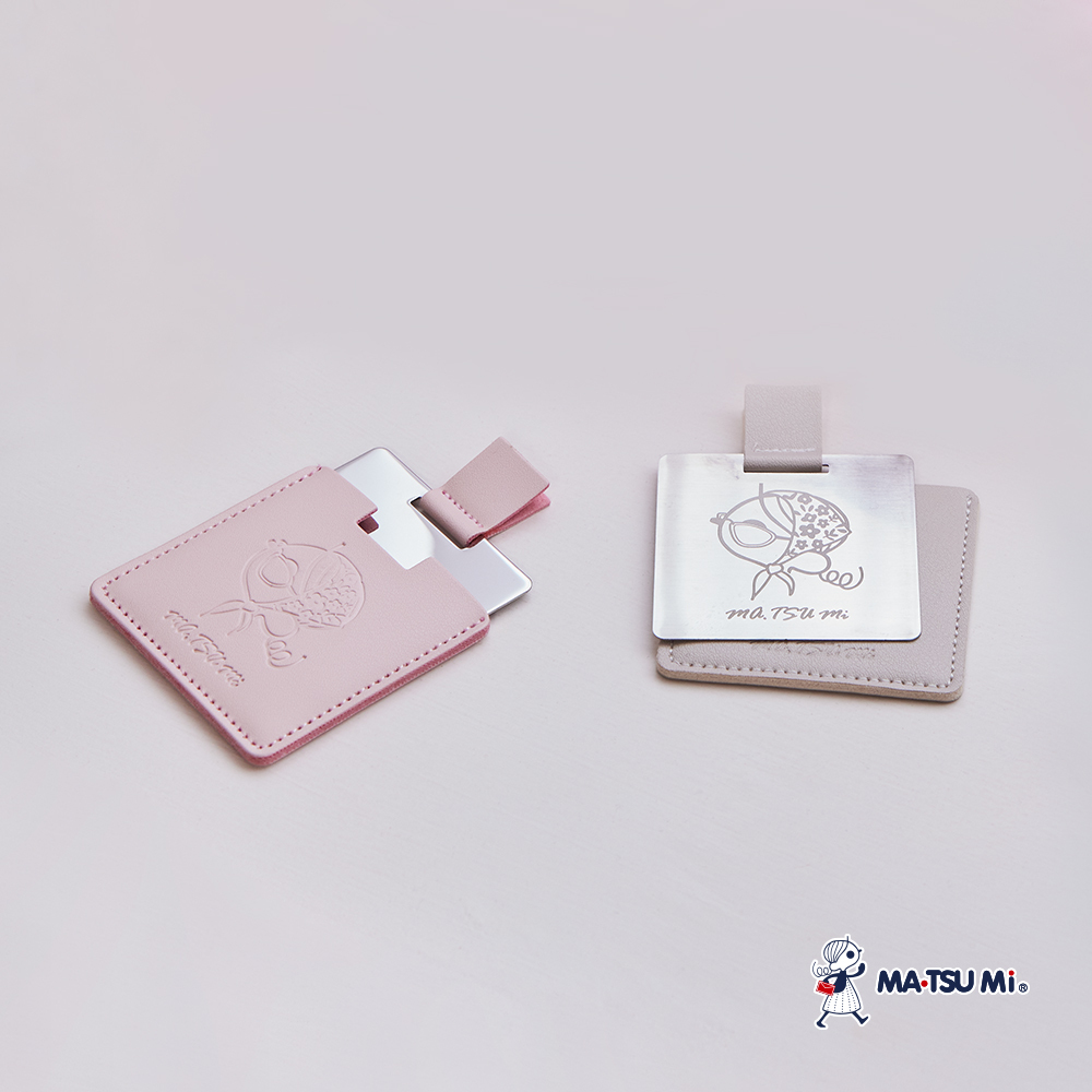 MA‧TSU Mi 瑪娃戴花朵絲巾皮革鏡(粉紅.卡其)