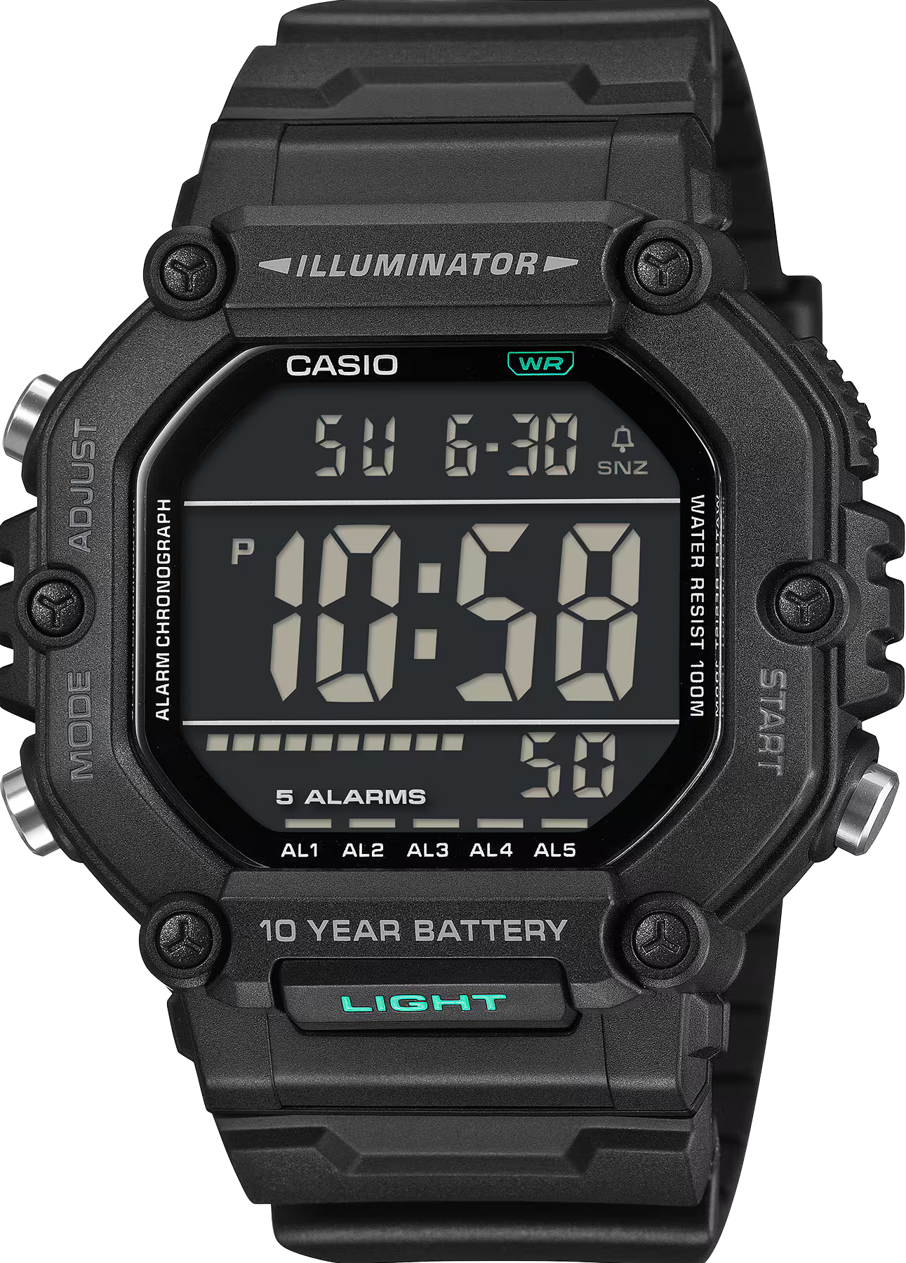 萬年鐘錶 - CASIO  卡西歐 全黑方形電子錶  AE-1600HX-1B 錶徑 : 49.7mm