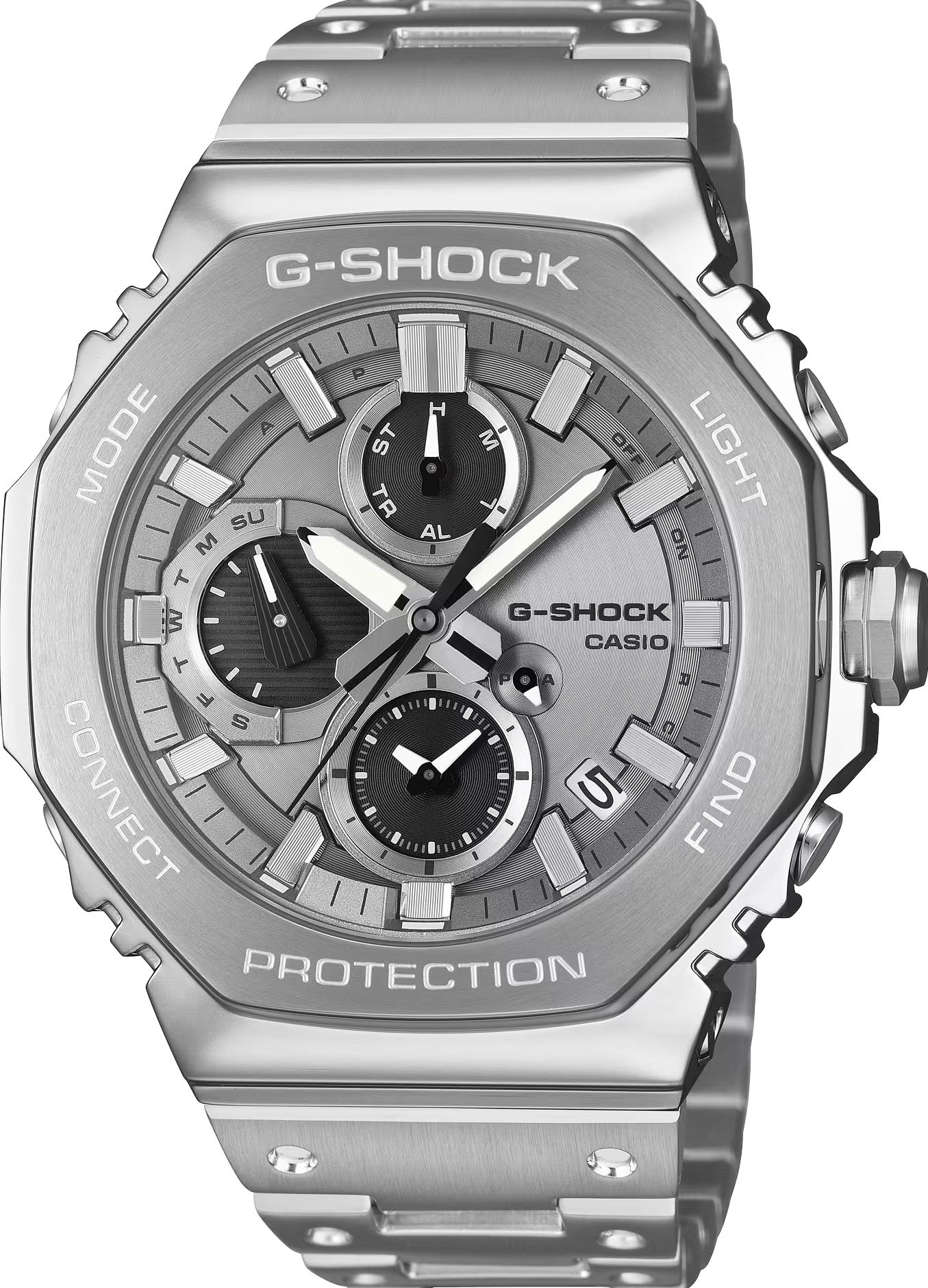 萬年鐘錶 - G-SHOCK  太陽能藍芽八角錶殼系列不鏽鋼運動電子錶 GMC-B2100ADS-1A 錶徑 : 46.3 mm