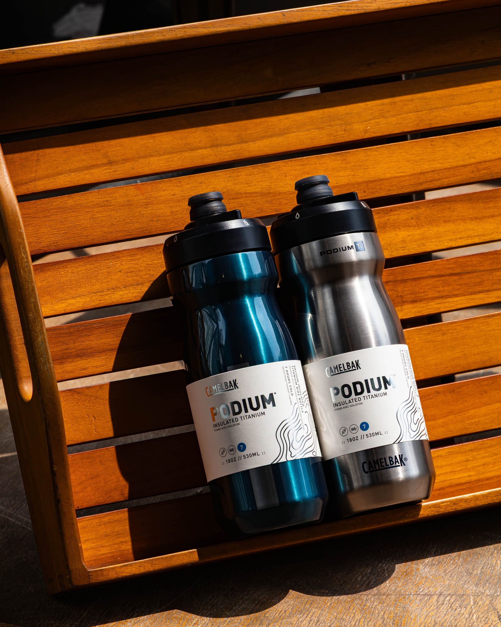 【CamelBak】 Podium Titanium 鈦 競速輕量真空保冰單車水瓶 530ml 鈦色/翠藍鈦