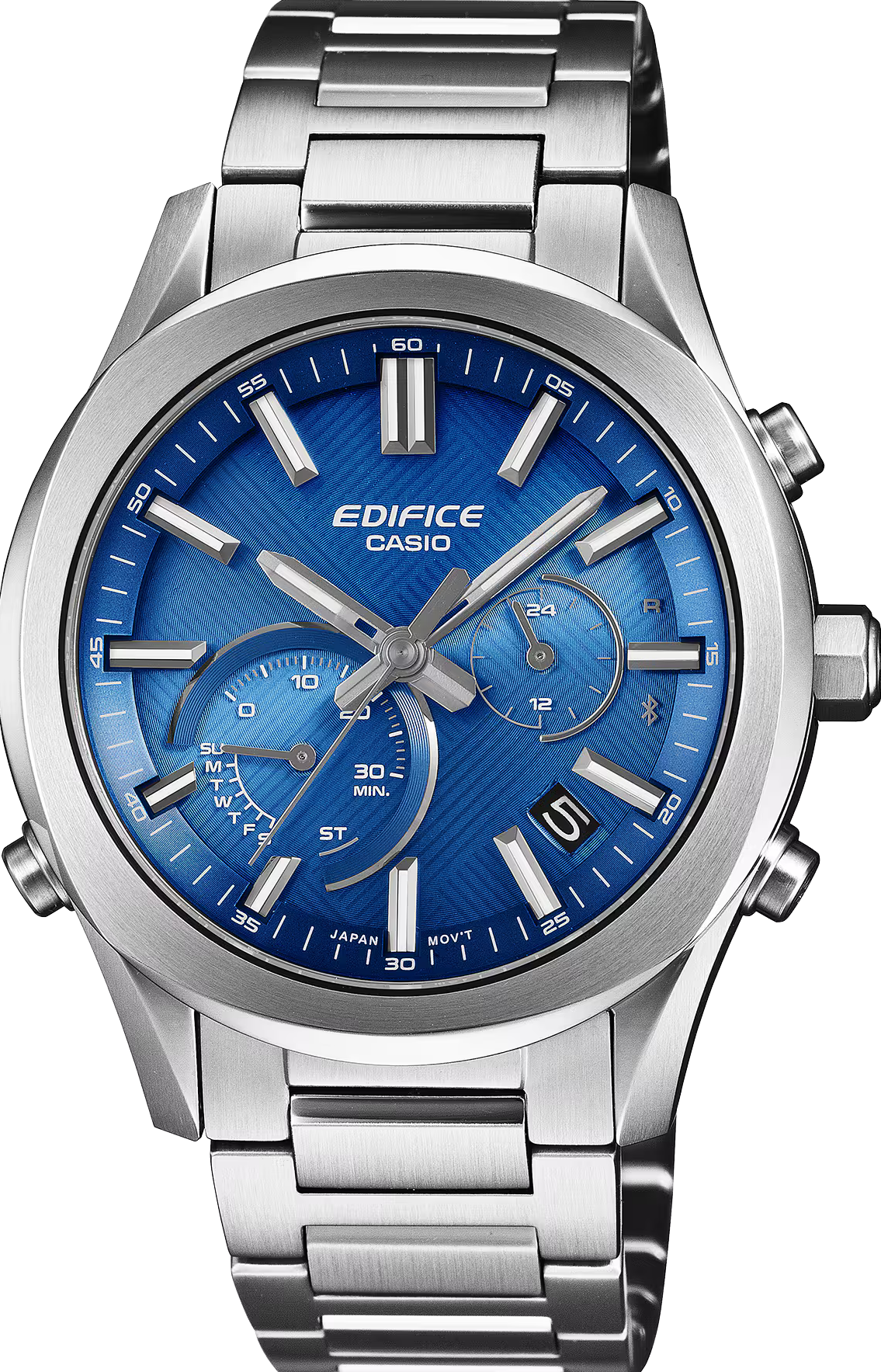 萬年鐘錶 - CASIO 卡西歐 EDIFICE 系列 環狀髮絲紋理面盤太陽能藍芽男錶 EQB-1300D-2A  錶徑 : 39.5MM