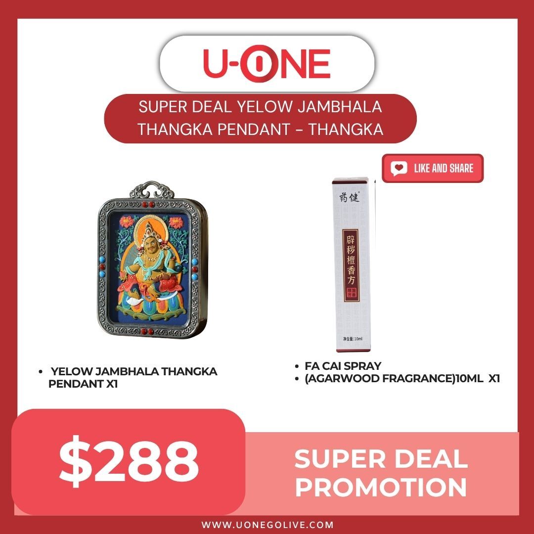 PRE-ORDER SUPER DEAL YELOW JAMBHALA THANGKA PENDANT - THANGKA