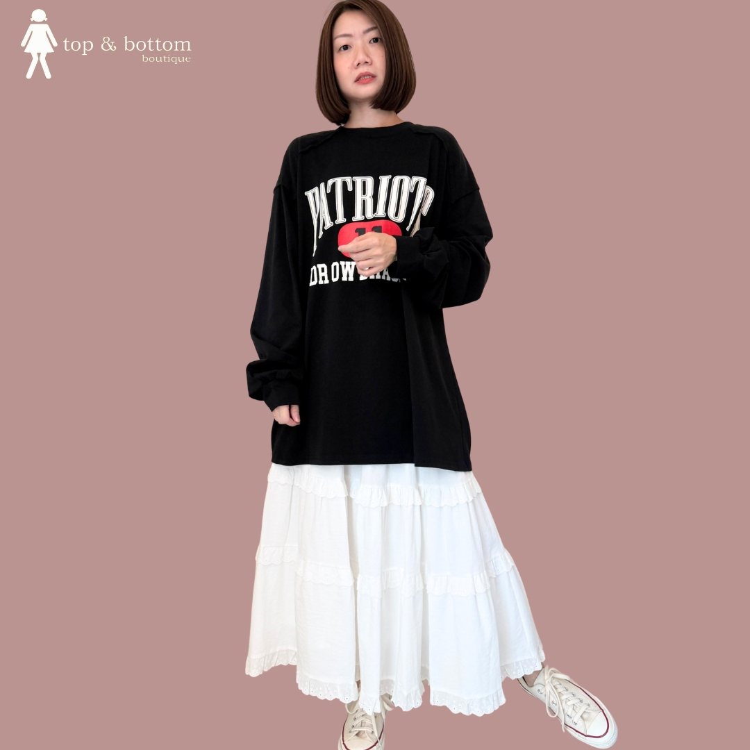 LONG SLEEVE PRINTED LONG TEE