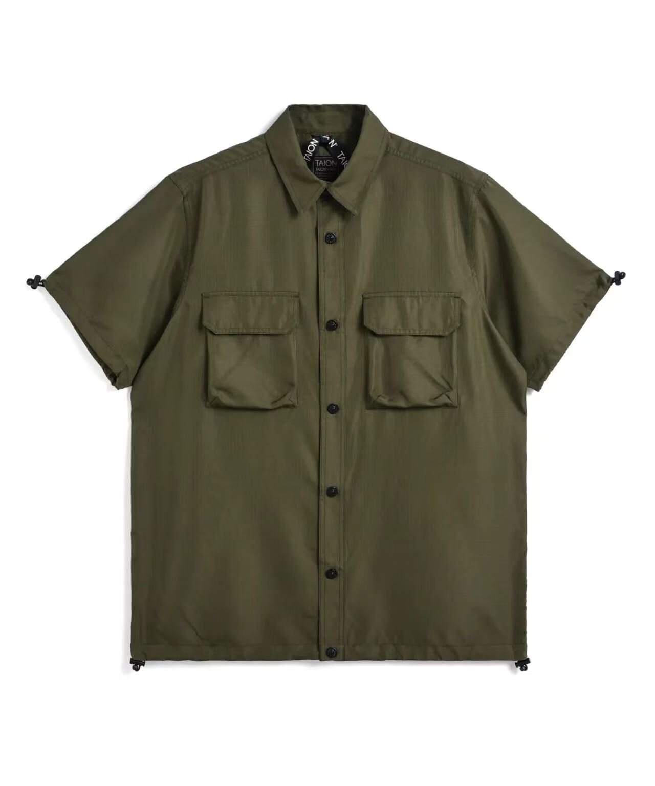 TAION NON DOWN MILITARY ADJUST SHIRTS HALF-SLEEVE TAION-019SHNDML-2 D.OLIVE