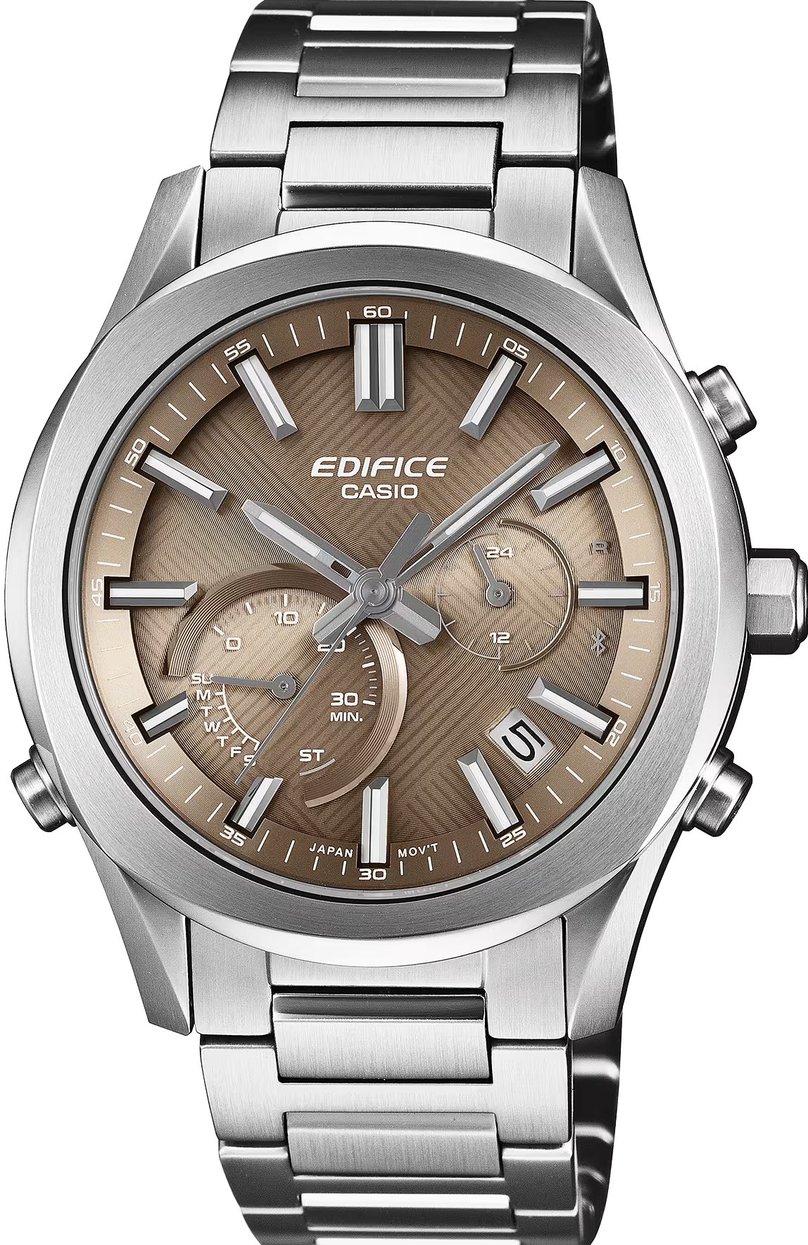 萬年鐘錶 - CASIO 卡西歐 EDIFICE 系列 環狀髮絲紋理面盤太陽能藍芽男錶 EQB-1300D-5A  錶徑 : 39.5MM