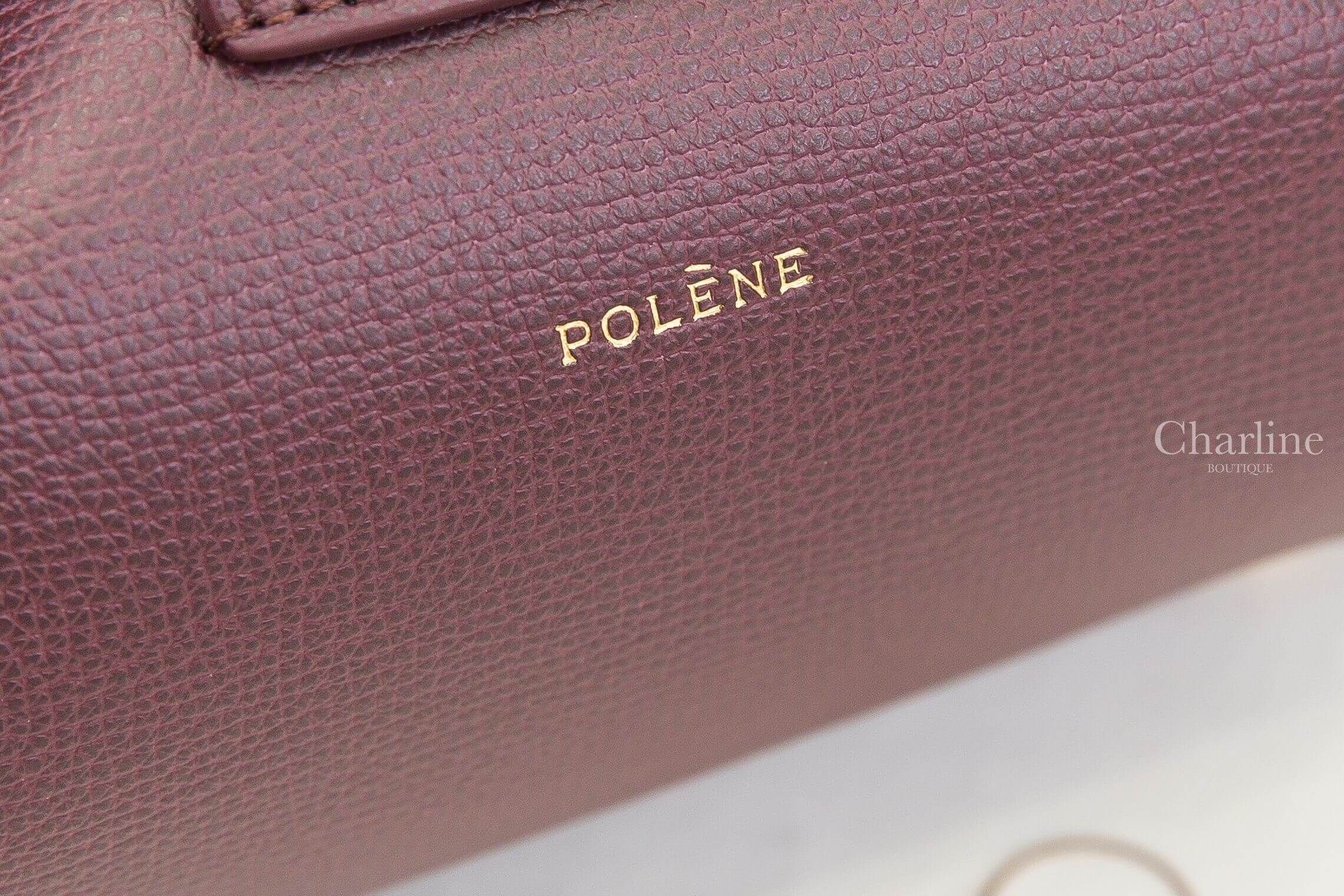 Polène Numéro Un Nano 勃根地酒紅色超迷你金字紋理小牛皮手提肩背包