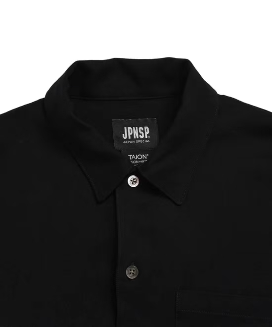 TAION NON-DOWN JAPAN SPECIAL HALF-SLEEVE RAYON SHIRT TAION-NDSH09JS-HS-2 BLACK