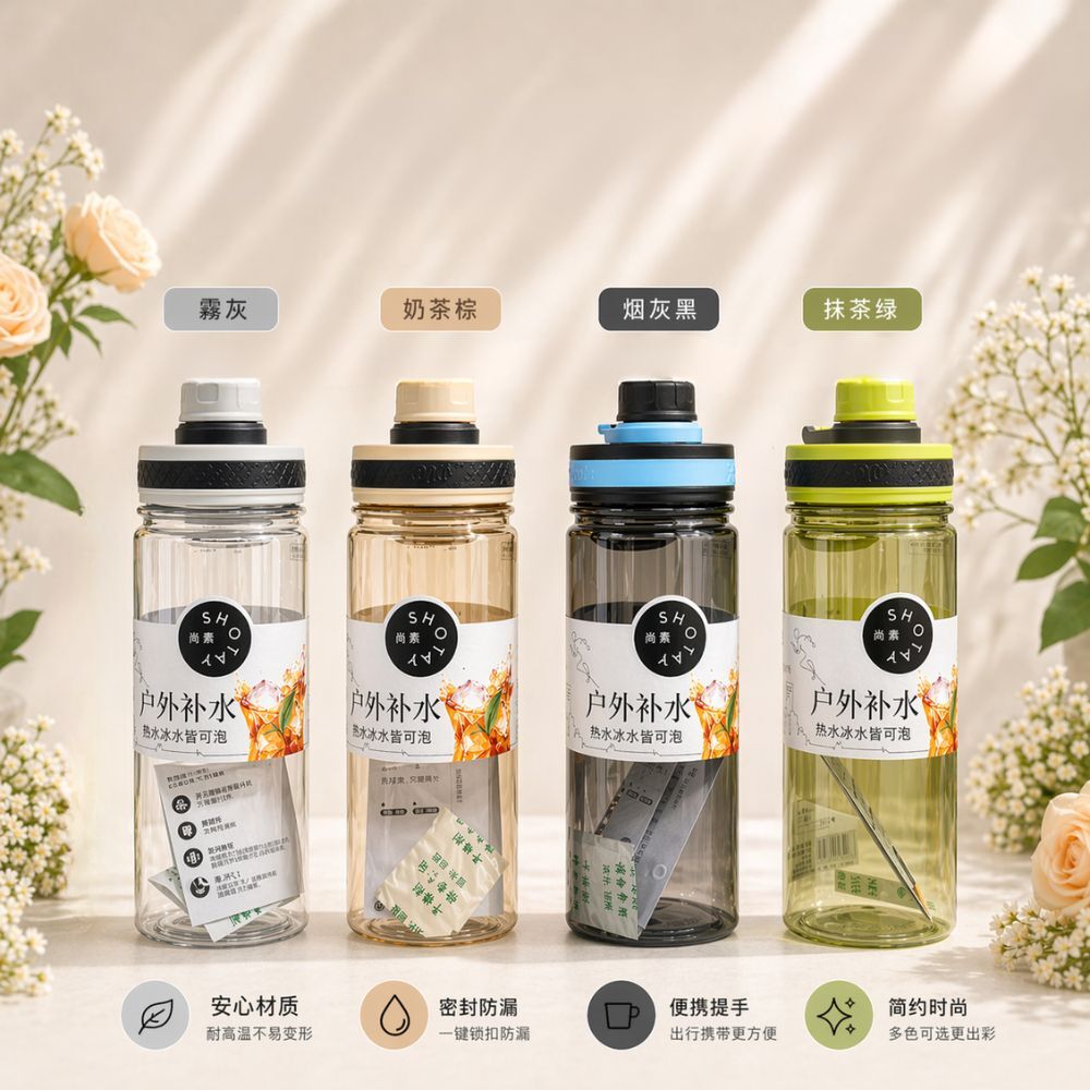方扣環濾網太空杯600ml/800ml/1000ml｜濾網水壺 防漏水壺 Tritan水壺 運動水壺 隨手杯【輕鬆購五金百貨】