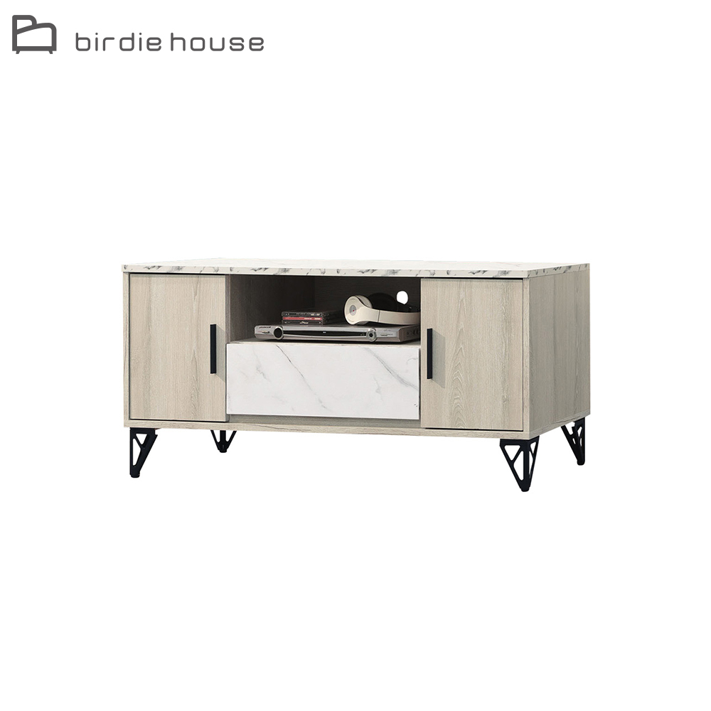 柏蒂家居-米耶4尺二門一抽仿石面電視長櫃/視聽櫃/收納置物矮櫃