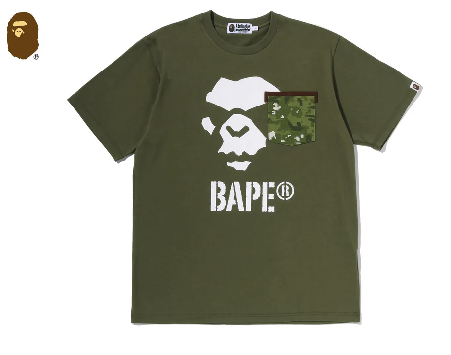 【BAPE男生】0425 發售 MULTI PIXEL CAMO MAD APE FACE POCKET TEE
