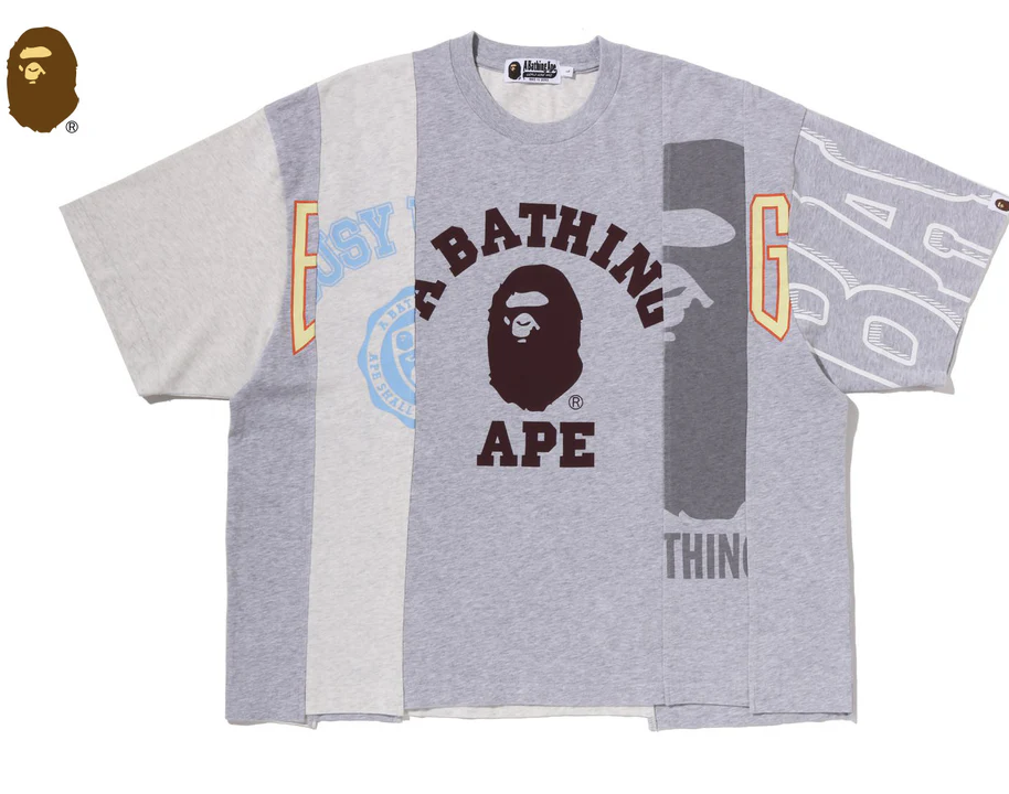 【BAPE男生】0425 發售 寬短版型 UPCYCLED MULTI LOGO CROPPED FIT TEE