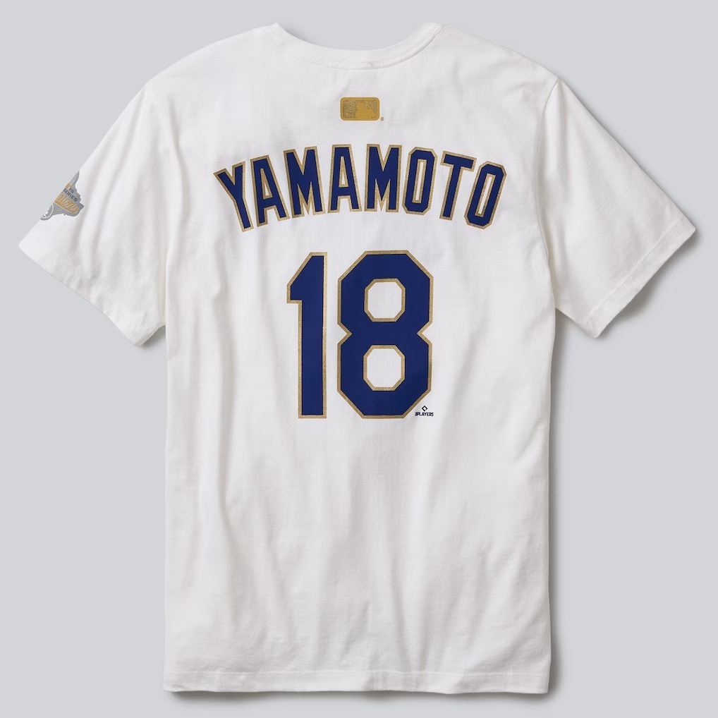 MLB短袖 Yoshinobu Yamamoto 洛杉磯道奇白 金字 燙金 連霸 冠軍開幕戰 Nike Player Name Tee 棉質 短袖 全新