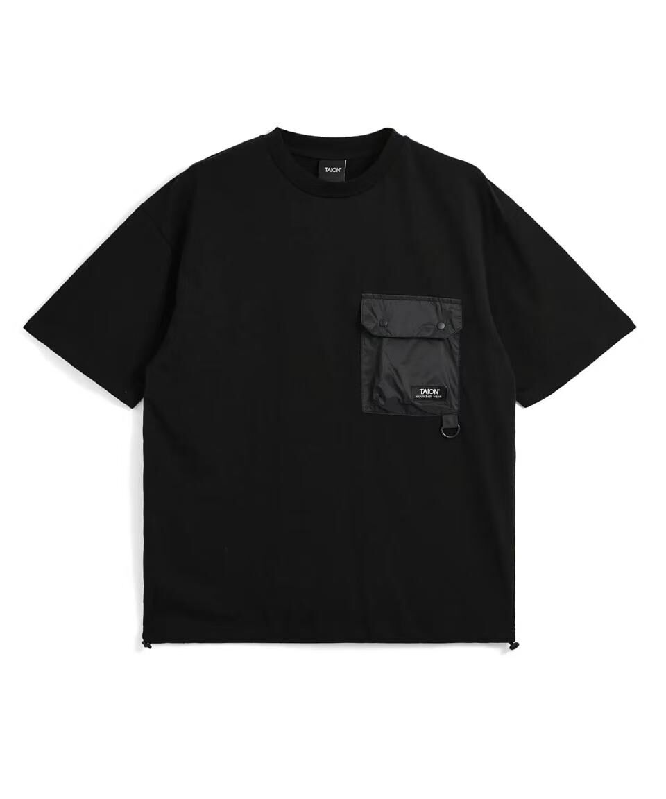 TAION MOUNTAIN FLAP POCKET T-SHIRT TAION-TS01MT-PK02 BLACK