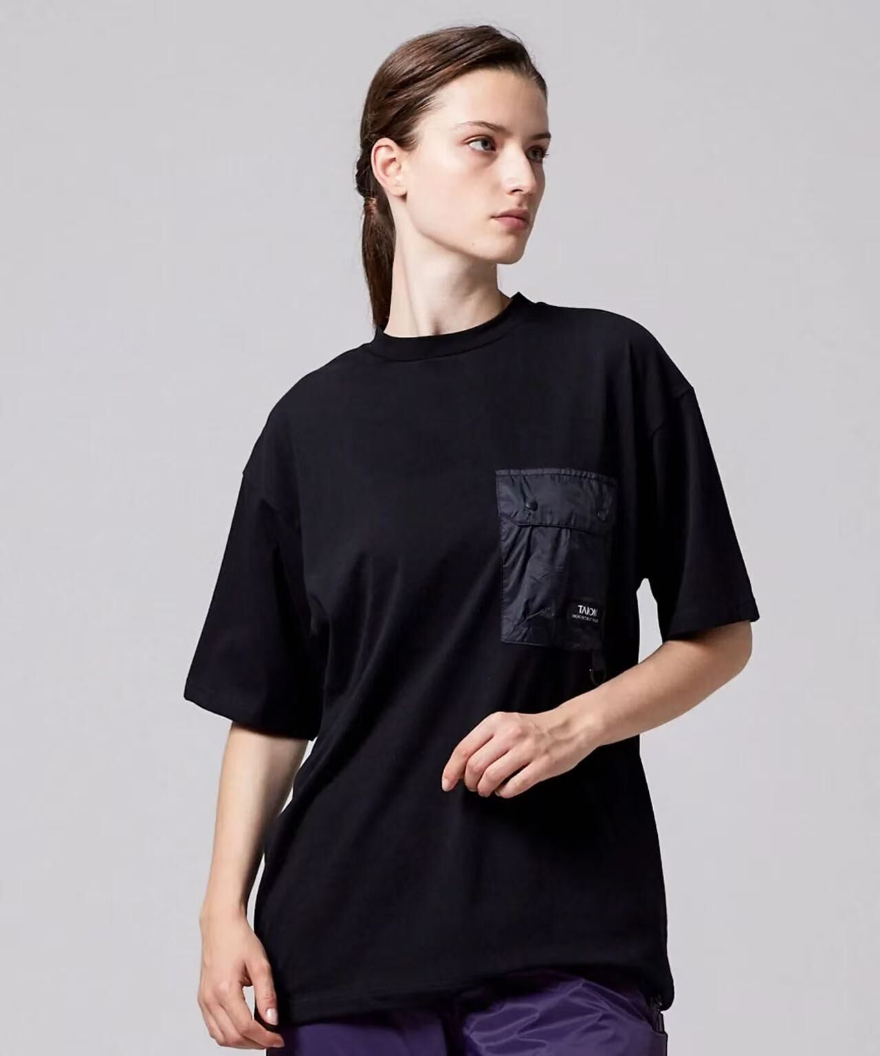 TAION MOUNTAIN FLAP POCKET T-SHIRT TAION-TS01MT-PK02 BLACK