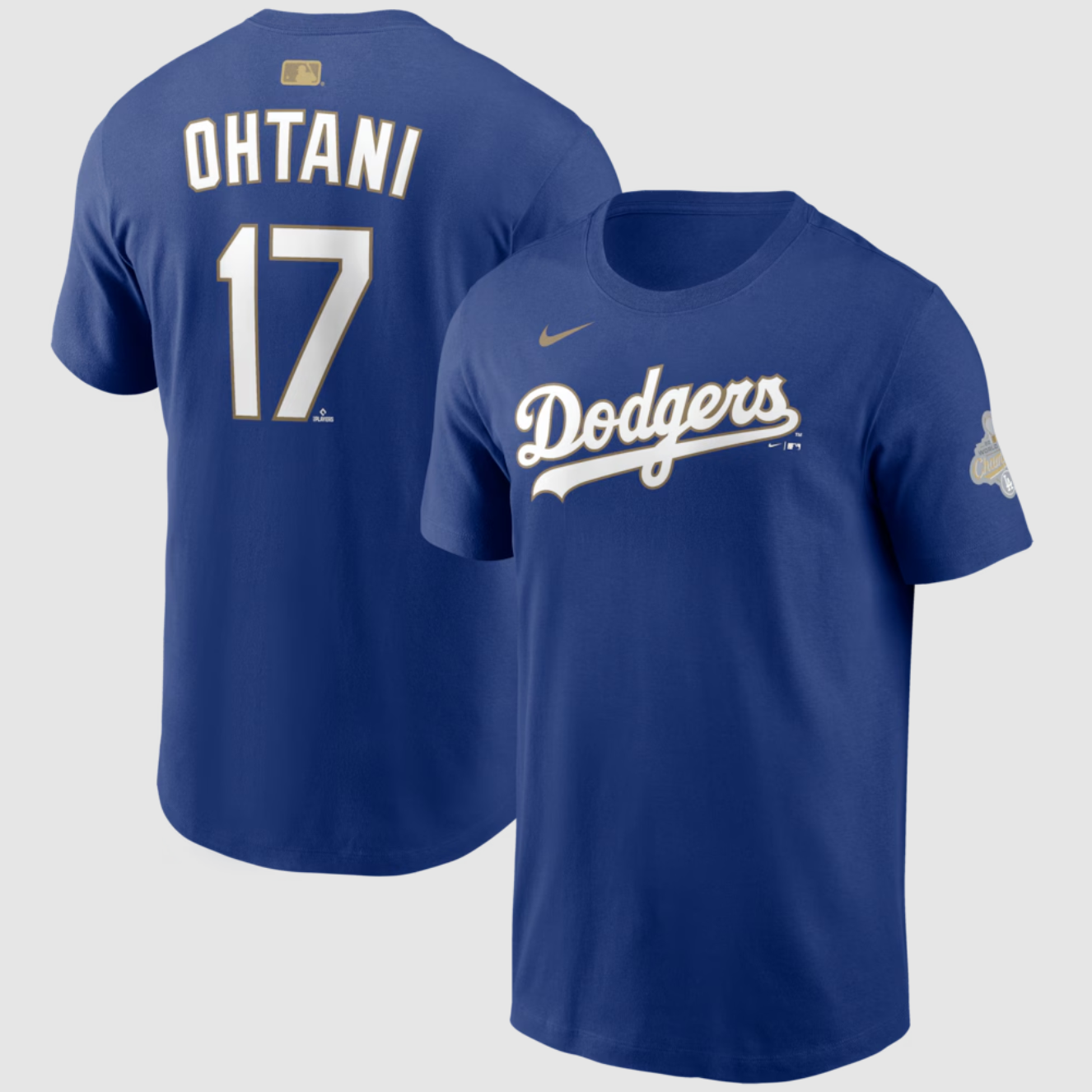 MLB短袖 Shohei Ohtani 洛杉磯道奇藍 金字 燙金 連霸 冠軍開幕戰 Nike Player Name Tee 棉質 短袖 全新