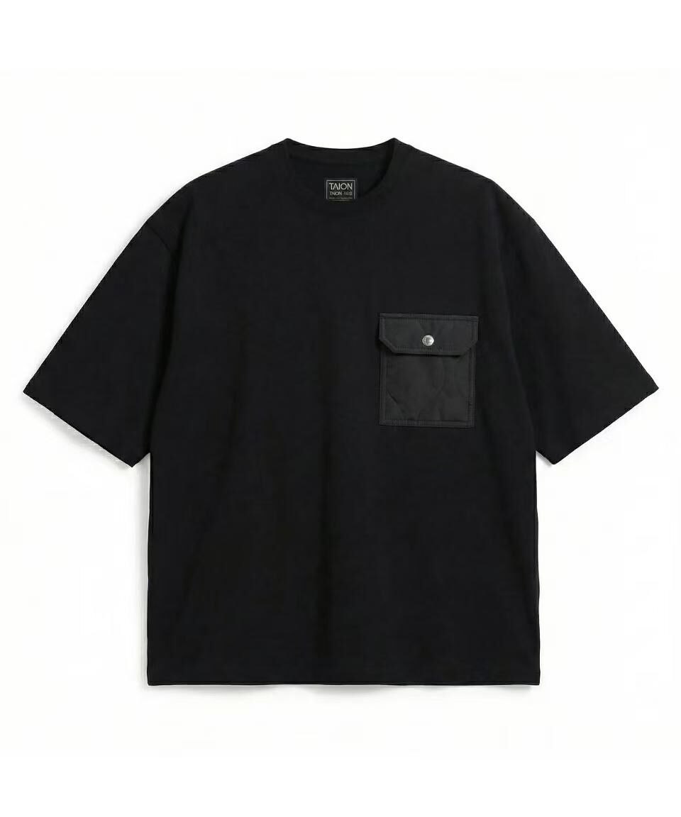 TAION ON DOWN MILITARY FLAP POCKET T-SHIRT TAION-TS01PKML-1 BLACK