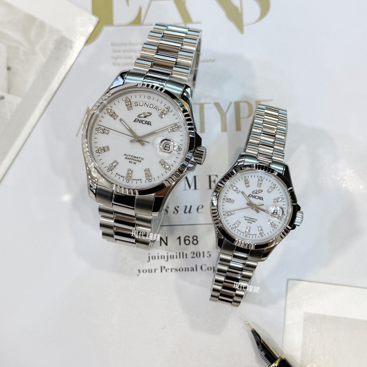 【ENICAR英納格】自動系列輕奢機械腕錶3169.50.330(38mm) / 780/50/330AA(28mm) 現代鐘錶