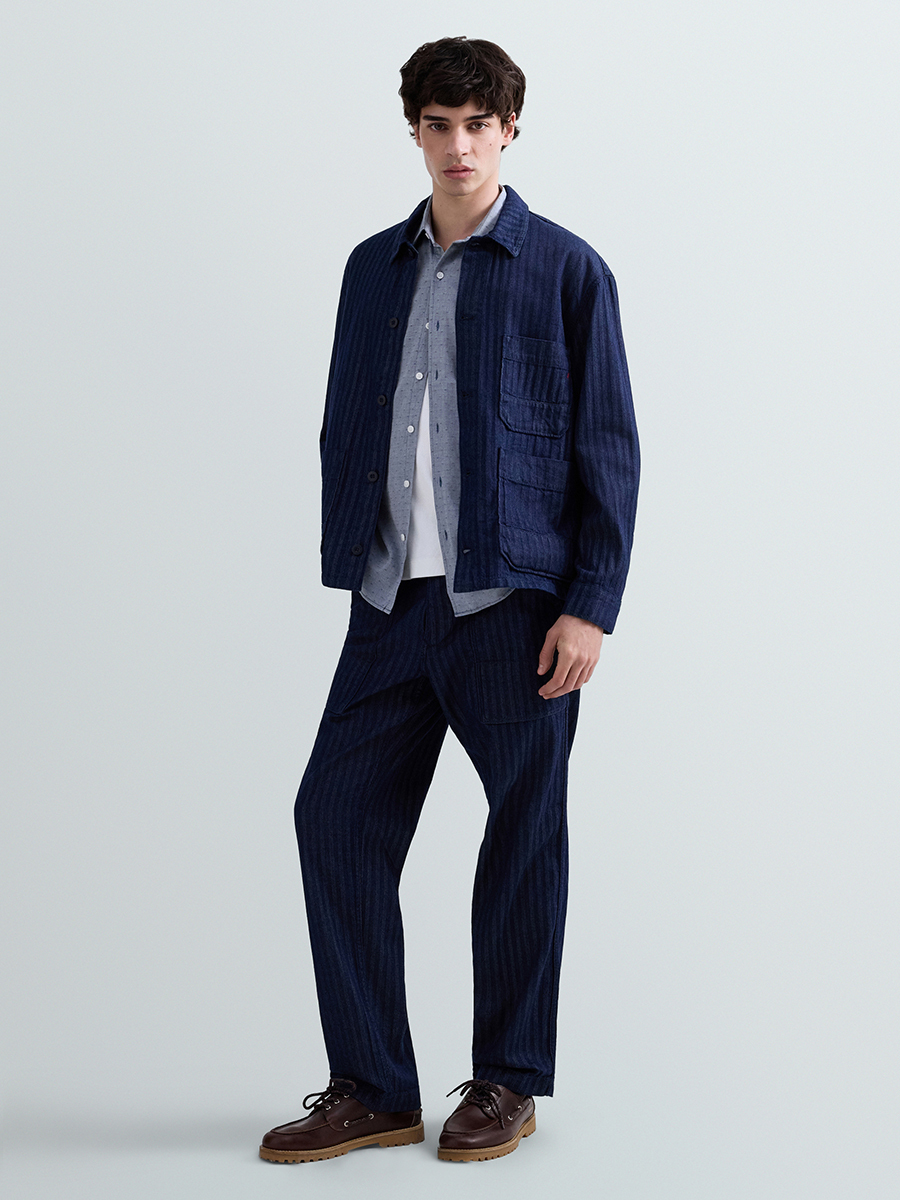 人字紋丹寧牛仔襯衫