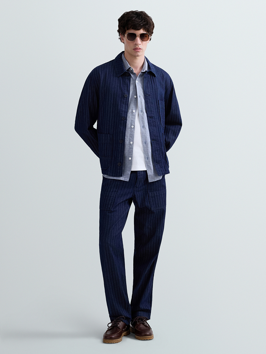 人字紋丹寧牛仔襯衫