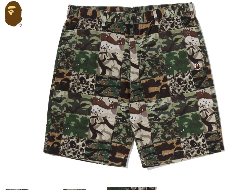 【BAPE男生】0425 發售 CAMO PATCHWORK SHORTS