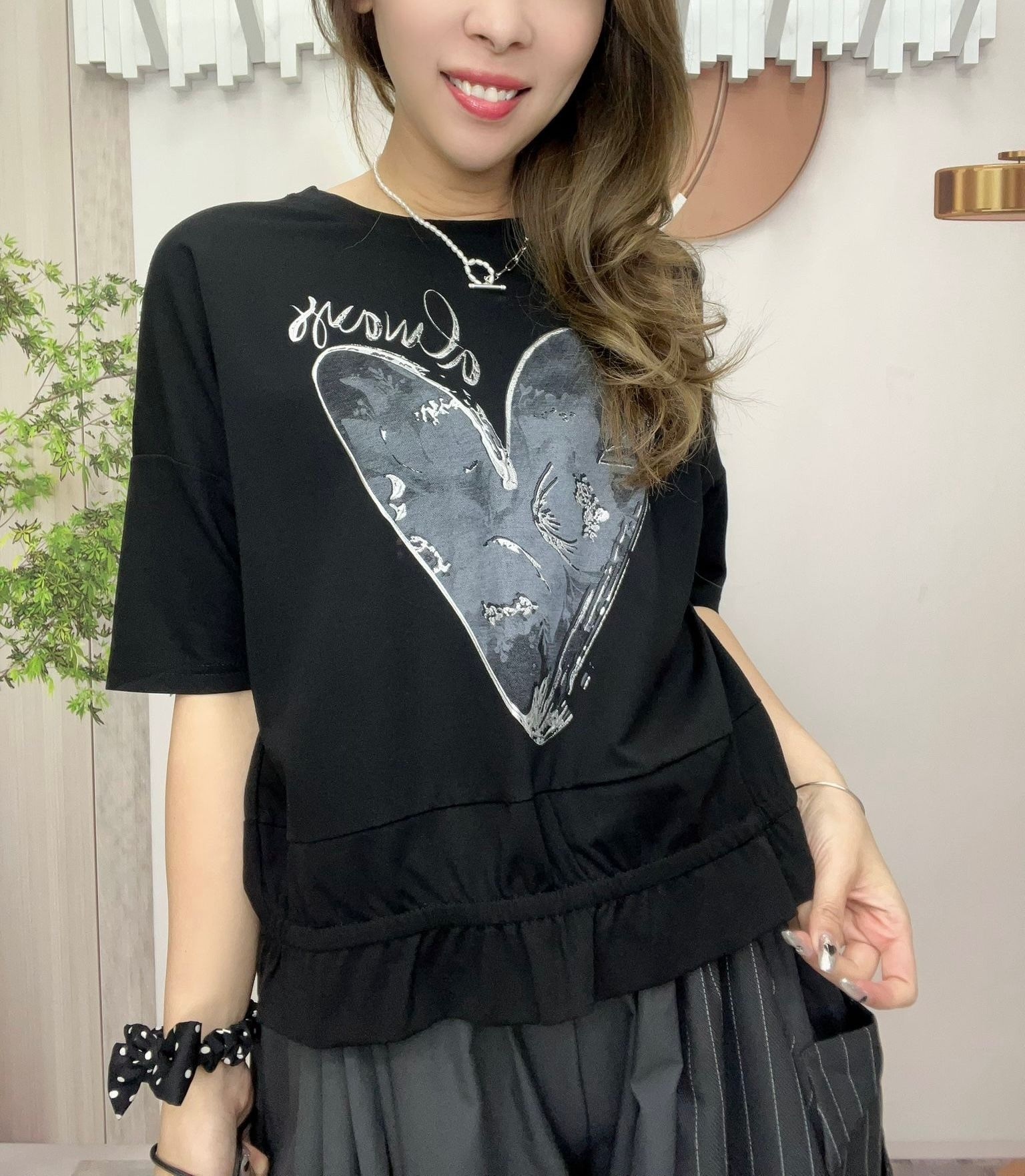 Ma牌子心型圖案束腳top ～160C