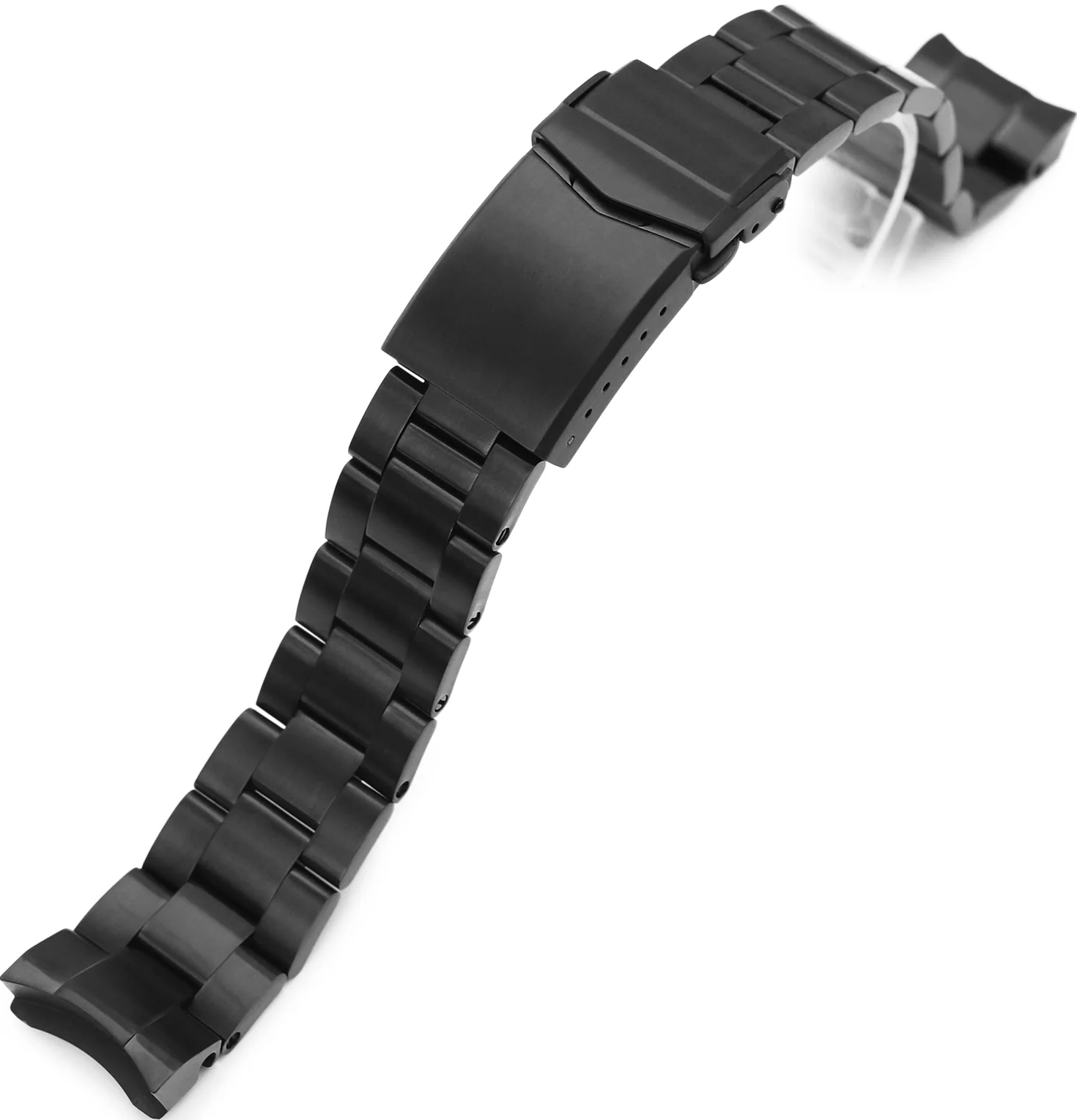 萬年鐘錶 - 太空人錶帶 SEIKO 精工小MM 代用鋼錶帶 DLC碳黑版超級三板式不鏽鋼V形潛水扣  SS201820BLC032