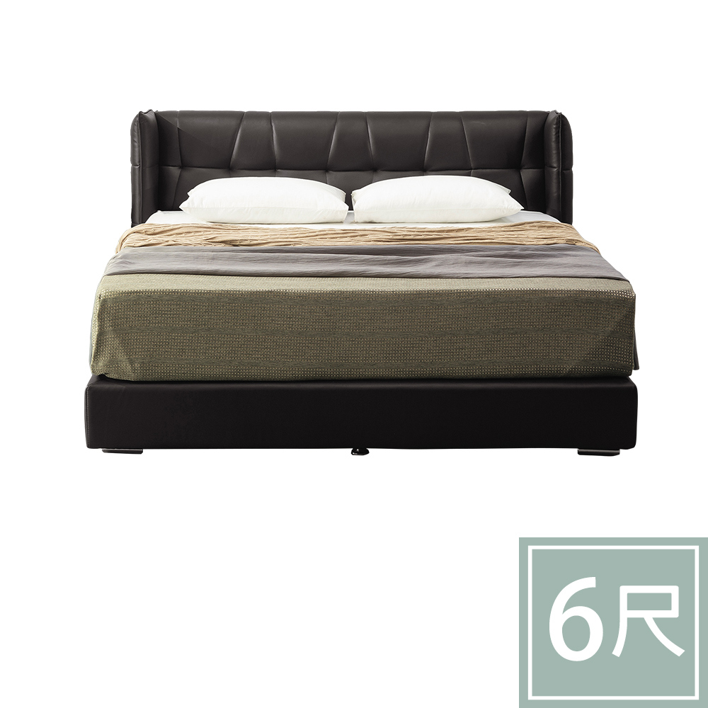 柏蒂家居-哈米杜6尺雙人加大黑皮革厚床底(不含床頭床墊)