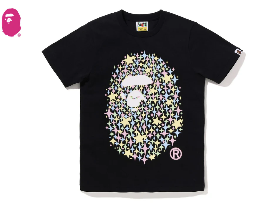 【BAPE女生】0425 發售BLING STAR GLITTER APE HEAD TEE