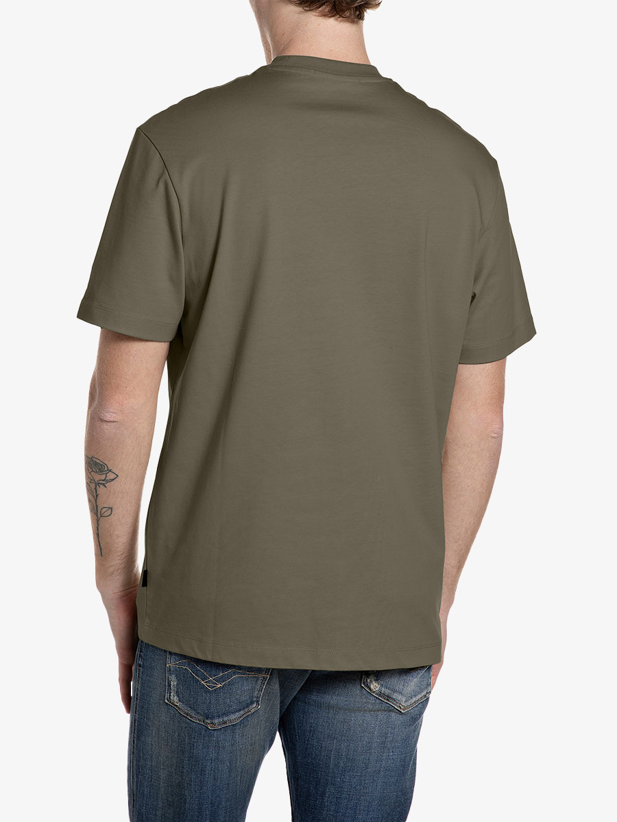 墨綠刺繡字樣純棉T-shirt